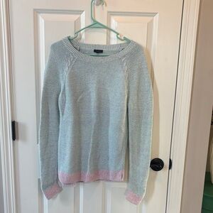 Talbots Soft Blue Sweater with Pink Trim
